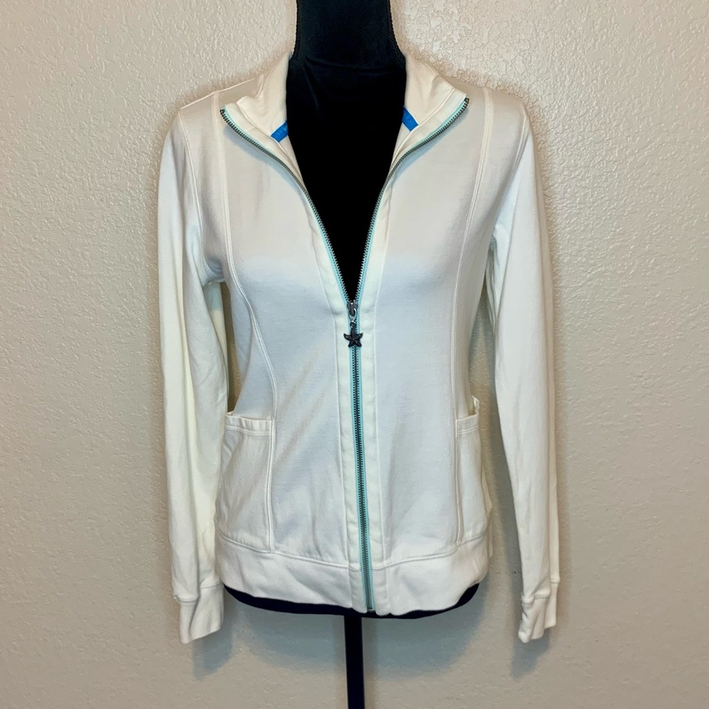Fresh Produce Warm-Up Sweat Track Jacket Starfish Zipper Pull White Size Small - Picture 11 of 16